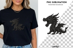 Black Dragon Embroidery PNG | Gothic Fantasy Dragon Clipart Product Image 3