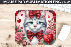Watercolor Cat Mouse Pad Sublimation - Valentines PNG Design Product Image 1