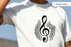 Hand Drawn Treble Clef Music Notes Circle SVG Product Image 3