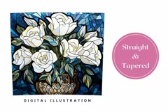 White Roses Tumbler Design, Stained Glass Flowers Tumbler Product Image 3