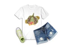 Green Pumpkin with Gold Sublimation , Autumn T-shirt PNG Product Image 3