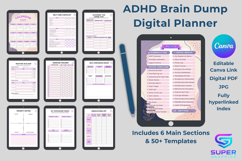 Digital ADHD Brain Dump Planner Canva Templates |ADHD Bundle Product Image 2