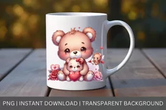 Cute Bears Watercolor Teddy bear clipart, Valentine's Day Product Image 3