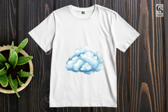 Watercolor Blue Cloud Clipart Sublimation PNG Product Image 3