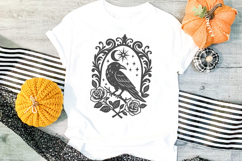 Gothic Raven with Roses and Moon Halloween SVG PNG Clipart Product Image 2