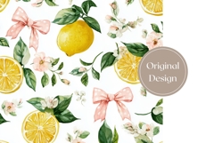 Watercolor Lemon Tumbler Wrap, Cute Bows Tumbler Template Product Image 3