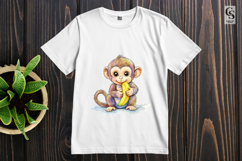 Cute Monkey Banana Clipart Sublimation PNG Product Image 3