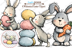 Whimsical Easter Animals PNG, Whimsical Bunny Easter Clipart Product Image 1