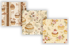 French Bakery Digital Paper Pack, Vintage Pastry Floral Product Image 3
