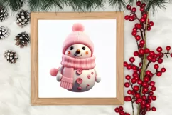 Pink Christmas Crochet Clipart, Christmas PNG Product Image 3