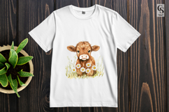 Highland Cow With Daisies Clipart Sublimation PNG Product Image 3
