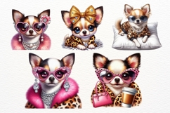 Glam Chihuahua Clipart 10 PNG Fashion Dog Illustrations Product Image 3