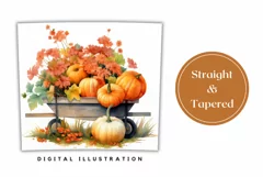 Farmhouse Tumbler Wrap, Watercolor Pumpkins Sublimation PNG Product Image 3