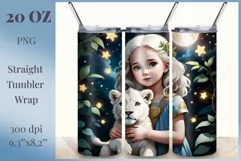 3D Sublimation Tumbler Design / Cute Girl and Lion / Png Product Image 1