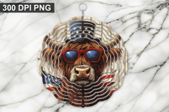 4Th Of July Highland Cow Wind Spinner Sublimation PNG Product Image 1