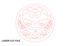 Halloween Bat and Pumpkin Round Sign SVG Product Image 3