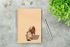 Lady Boss Illustration, Girl with Laptop, Woman Clipart Product Image 3
