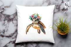 Floral Sea Turtle Clipart Sublimation PNG Product Image 3