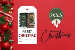 Cozy Christmas Door Gift Tag, Watercolor Winter Gift Tags Product Image 3