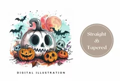 Spooky Halloween Tumbler, Watercolor Pumpkin Skull Tumbler Product Image 3