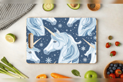 Snowy Winter Unicorns Cutting Boards sublimation Design Product Image 3