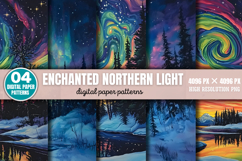 Enchanted Northern Light Backgrounds Bundle PNG Product Image 4