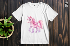 Pink Crystal Unicorn Watercolor Clipart Sublimation PNG Product Image 3