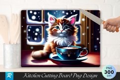 Kitten with Reindeer Antlers and Chocolate Cutting Board PNG Product Image 1
