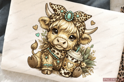 Cute Highland Cow PNG Design | Boho Cow Coffee Sublimation Product Image 3
