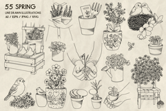 Spring Garden Line Art Collection Svg Png Eps Product Image 3