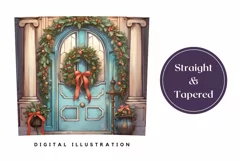 Watercolor Christmas Door Tumbler Wrap Sublimation Product Image 3