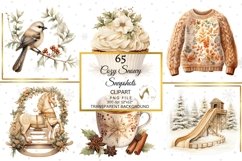 Watercolor Winter Cozy Snowy Snapshots Clipart Bundle Product Image 1