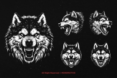 10 Bundle Dark Art Husky Dog Wolf Animal Beast Scary Tattoo Product Image 5