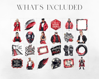 Rebel Claus Club Watercolor Clipart Set, Punk Christmas Product Image 3