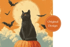 Cartoon Halloween Tumbler, Halloween Black Cat Tumbler Print Product Image 3