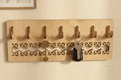 Laser Cut Key Holder SVG - Wall Hook Rack File Product Image 1