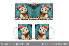 Christmas Cat Mug Design. Christmas Mug Sublimation Product Image 1