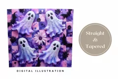 Cute Halloween Tumbler Design, Kawaii Ghost Tumbler Wrap Product Image 3