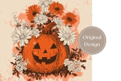 Floral Halloween Pumpkin Tumbler, Spooky Halloween Tumbler Product Image 3