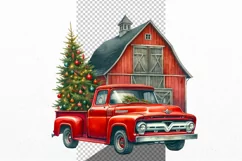 Christmas clipart, Red truck clipart, Winter clipart Product Image 3