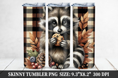 Raccoon Skinny Tumbler 20oz Wrap Design, Animal Tumbler Wrap Product Image 1
