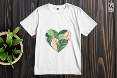 Green Peach Leaf Heart Clipart Sublimation PNG Product Image 2