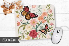 Butterfly Blossoms Embroidery Mouse Pad PNG Design Product Image 1