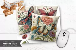 Butterfly Floral Decorative Pillow Mouse Pad PNG Design Product Image 1