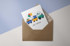 Kids Train Happy Birthday Card | EPS SVG PNG JPG AI Product Image 3