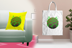 Green Leaf Branches with Brown Circle Embroidery Design Product Image 3