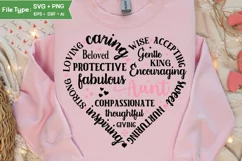 Aunt Heart Shape SVG | Mother's Day Heart SVG PNG Product Image 3