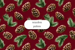Christmas Pine Cone Seamless Pattern Product Image 1