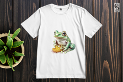 Cute Frog on Flower Watercolor Clipart Sublimation PNG Product Image 2