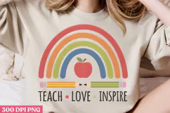 Teach Love Inspire PNG, Retro Teacher Sublimation PNG Product Image 3